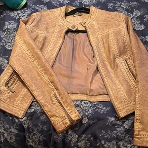 Jou Jou Women's Tan Leather Jacket